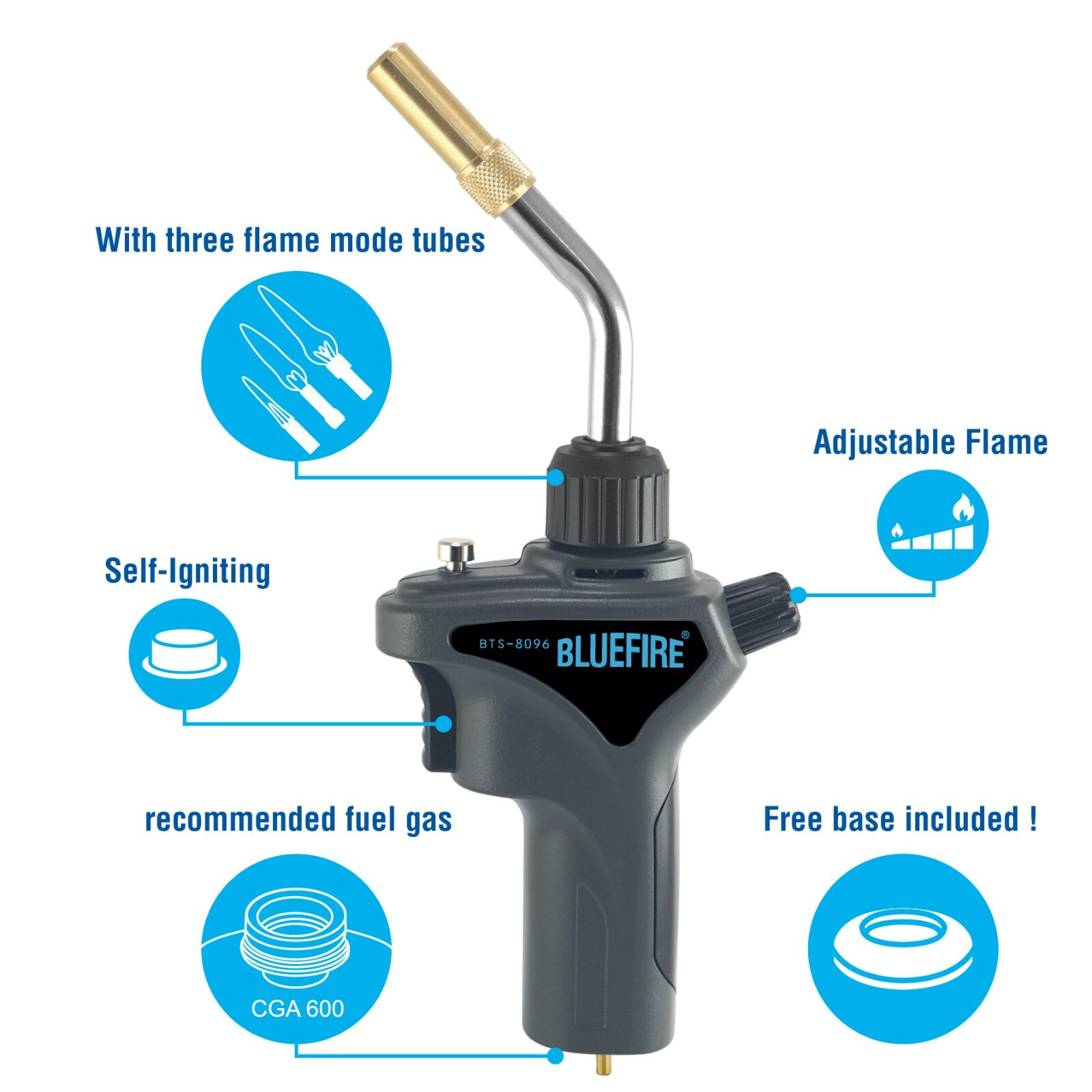Bluefire Metal Trigger Start Gas Welding Torch Kit With Mapp, Hvac, Map