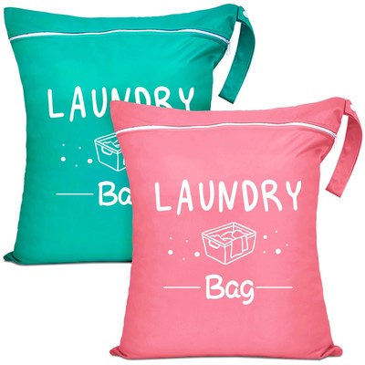 2 Pcs Large Travel Laundry Bag Waterproof Wet Dry Bag Washable Dirty Clothes ...