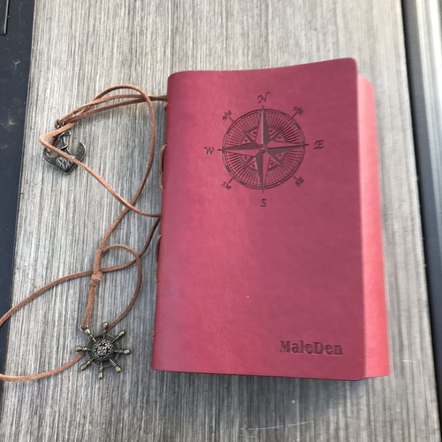 MALEDEN Refillable Spiral Daily Notepad Classic Embossed Travel Journal Burgundy