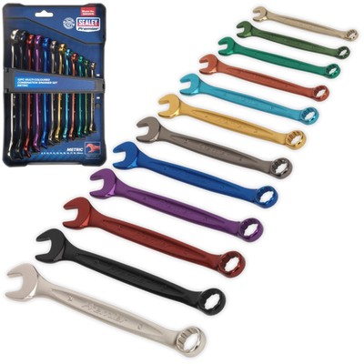 Sealey Premier 12pc Bunt Maulschlüssel Satz 8-19mm Offenes Ende Ring