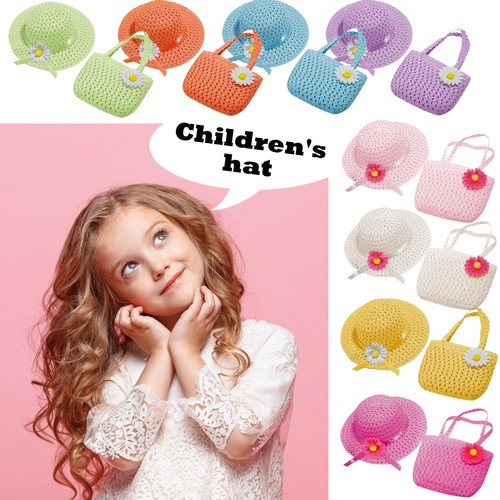 Beach Sunhat Cap+woven Bag Outfits Set