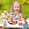 GIFTRRTOY Pretend Tea Party Set for Little Girls, 41 PCS Coffee Maker Set and Play Food Dessert Set for Kids Age 3 4 5 6 7 8 9（Pink）