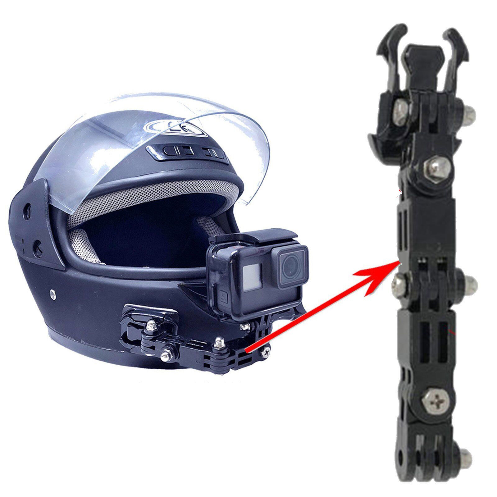GoPro and Other Cameras Sincecam Front Helmet Face Mount Set for SC128Pro Action Camera Includes Curved Surface Mount Face Shot Mount and Long//Short Angle Attachment Extension