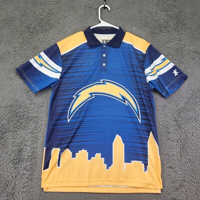Chargers Polo Shirt Graphic Print Short Sleeve Mens M NFL Team Apparel