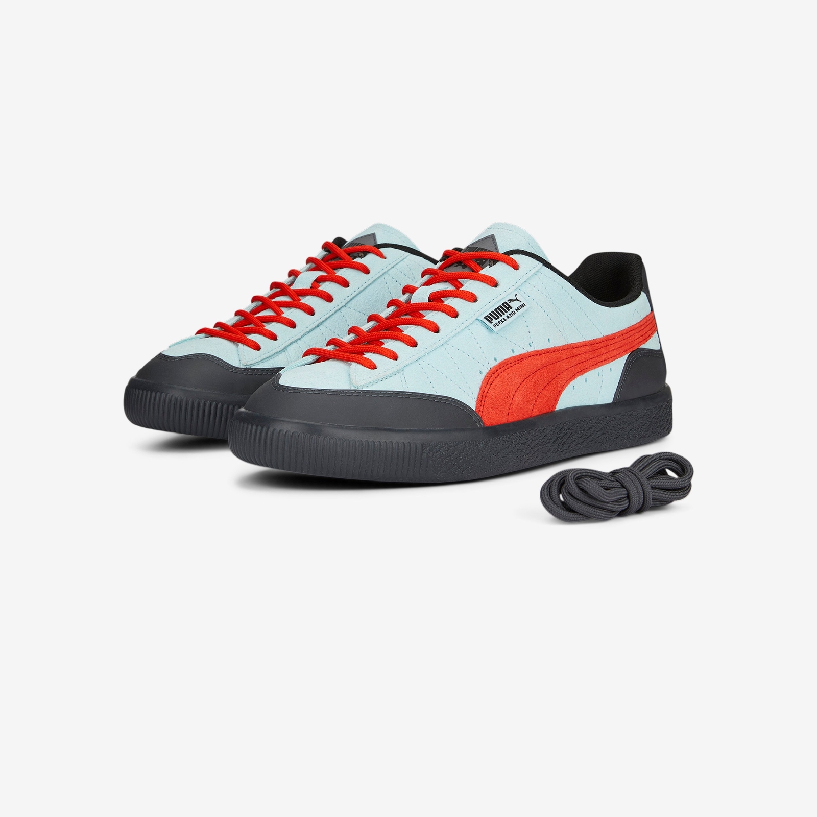 Pre-owned Puma 390450-01 P.a.m. / Perks And Mini ×  Clyde Rubber "light Aqua Warm Earth" In Blue