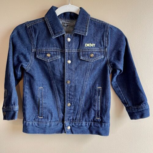 DKNY Youth Jacket Jean Dark Wash Snap Button Denim Blue
