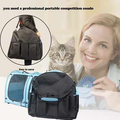 Mispace Portable Twin Compartment Show House Cat Cage/Condo - Easy to Fold & ...