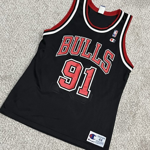 Chicago Bulls Jersey 44 Large Black Dennis Rodman VTG 90s