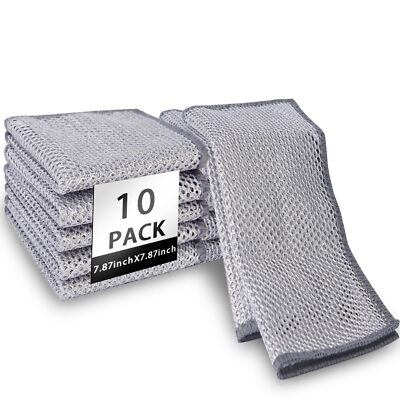 10 Pack Double Layer Nonscratch Wire Dishcloth Multipurpose Wire Dishwashing Rag