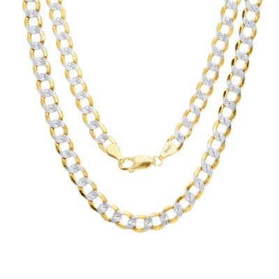 Pre-owned Nuragold 10k Yellow Gold Mens 5.5mm Diamond Cut White Pave Cuban Curb Chain Bracelet 8.5"