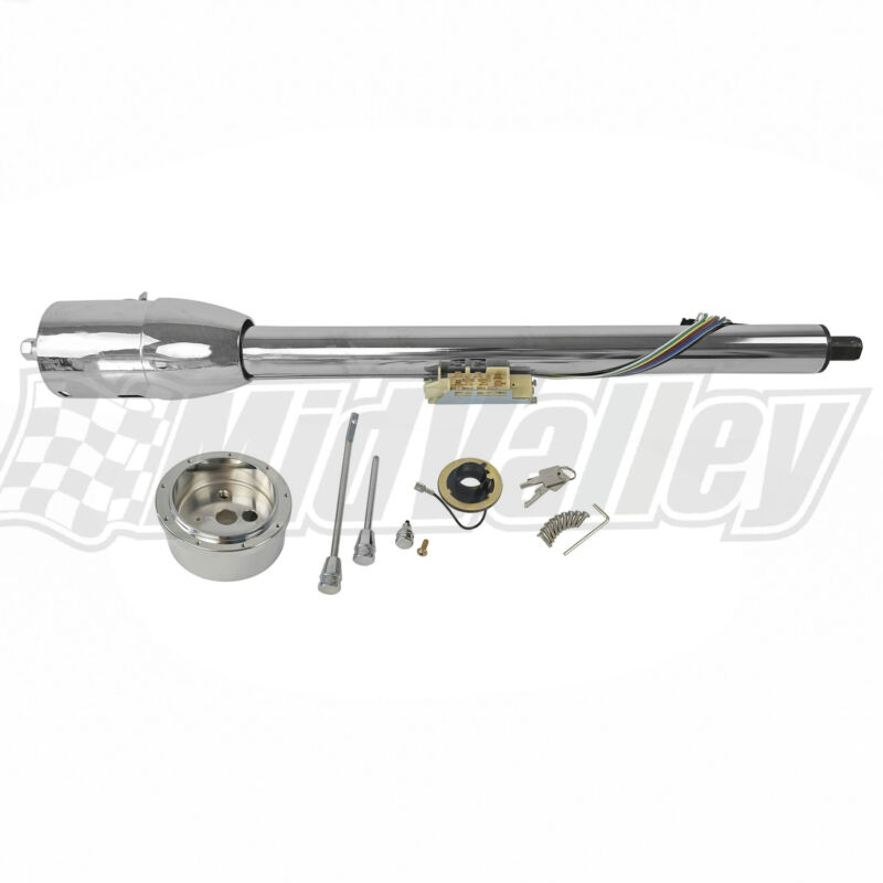 32" Steering Column Chrome Stainless Manual Floor Shift Tilt Ignition