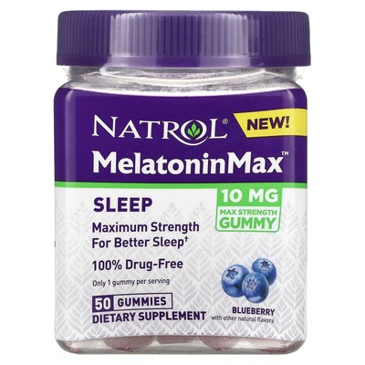 MelatoninMax, Сон, черника, 10 мг, 50 жевательных таблеток