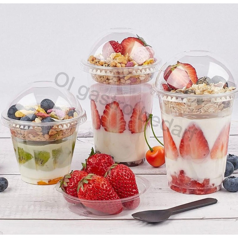 Smoothiesbecher + Domdeckel Mit ÃFfnung 500 Ml, Ã 95mm, Pp, Glasklar,300 StÃ¼Ck