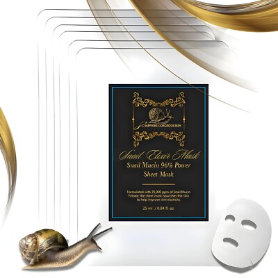 96% Power Snail Mucin Sheet Mask | Renewal Elixir Face Masks Skincare | 10 Pack