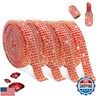 FULZTEY Glitter Crystal Rhinestone Ribbon,4 Rows Jelly Rhinestone Crystal Trim Sticker,Red AB Self Adhesive Rhinestone Strip for DIY Crafts,0.8 CM Wide Diamond Ribbon for Car Wedding Party Decoration