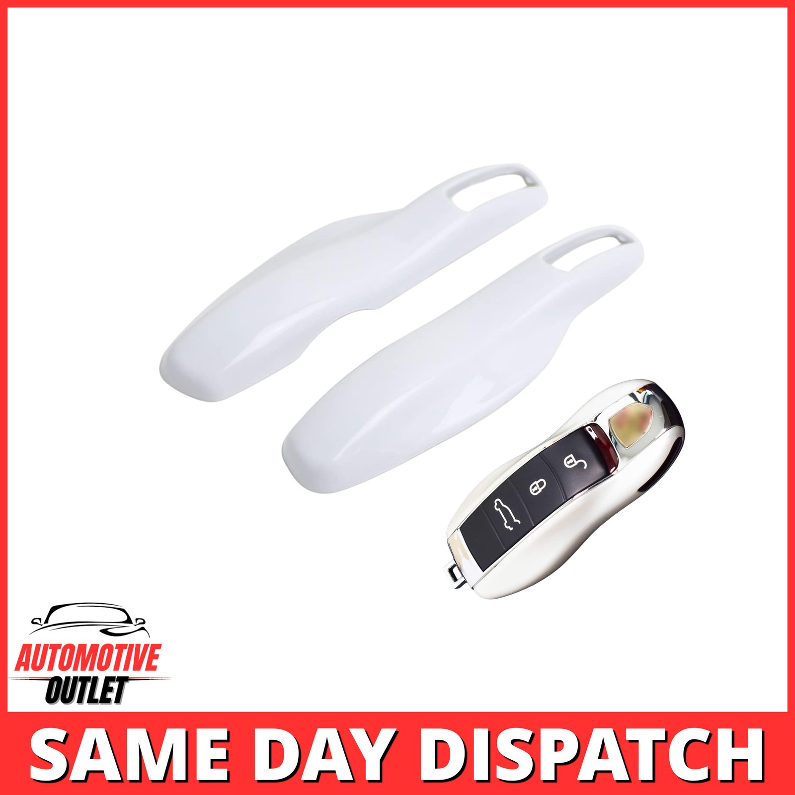 REMOTE FOB KEY COVER HOUSING SIDE CASE REPLACEMENT FOR PORSCHE, METALLIC WHITE
