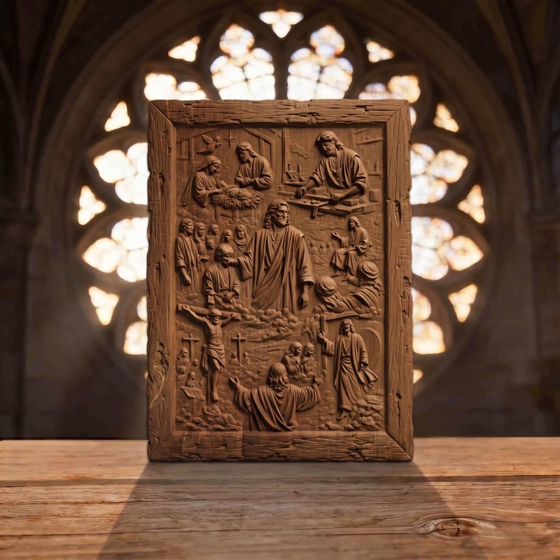 The Life of Jesus Christ Wooden Carved Handmade Christian Icon | Byzantine Decor