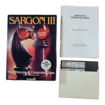 Sargon III Spinnaker Apple IIc IIe II+ vintage chess computer game Big Box