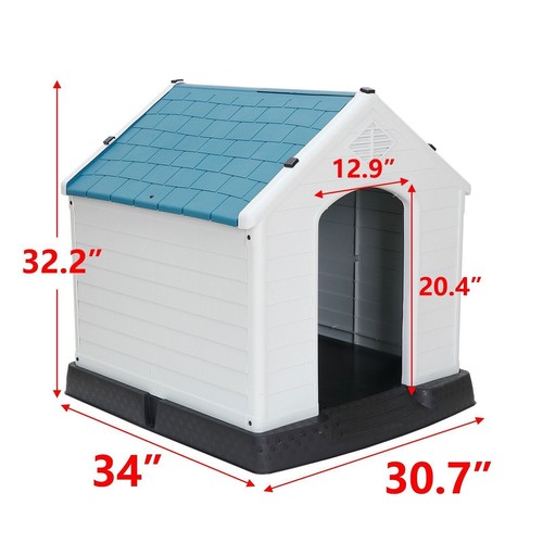 Large Plastic Dog House Indoor Outdoor Dog Kennel Puppy Shelter w/Air Vents 