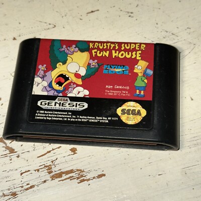 Krusty's Super Fun House Flying Edge Game 1992 Sega Genesis Authentic Simpsons 