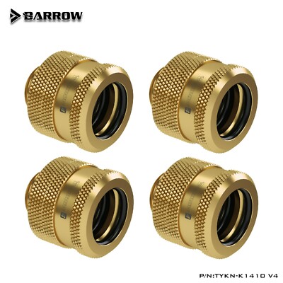 4 Pcs Barrow G1/4'' to 14mm Hard Tubing Compression Fitting TYKN-K1410 V4 Gold