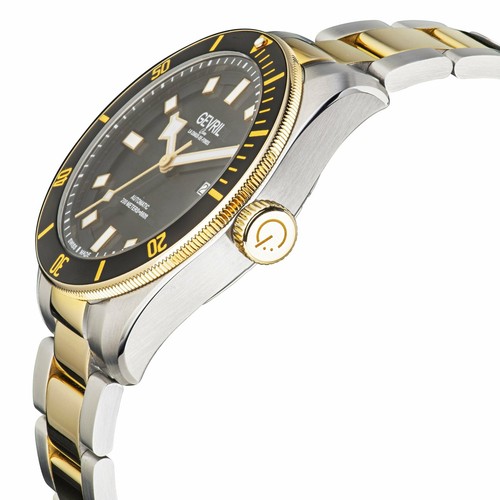 Pre-owned Gevril Men 48608 Yorkville Diver Swiss Automatic Twotone Yg Rotating Bezel Watch