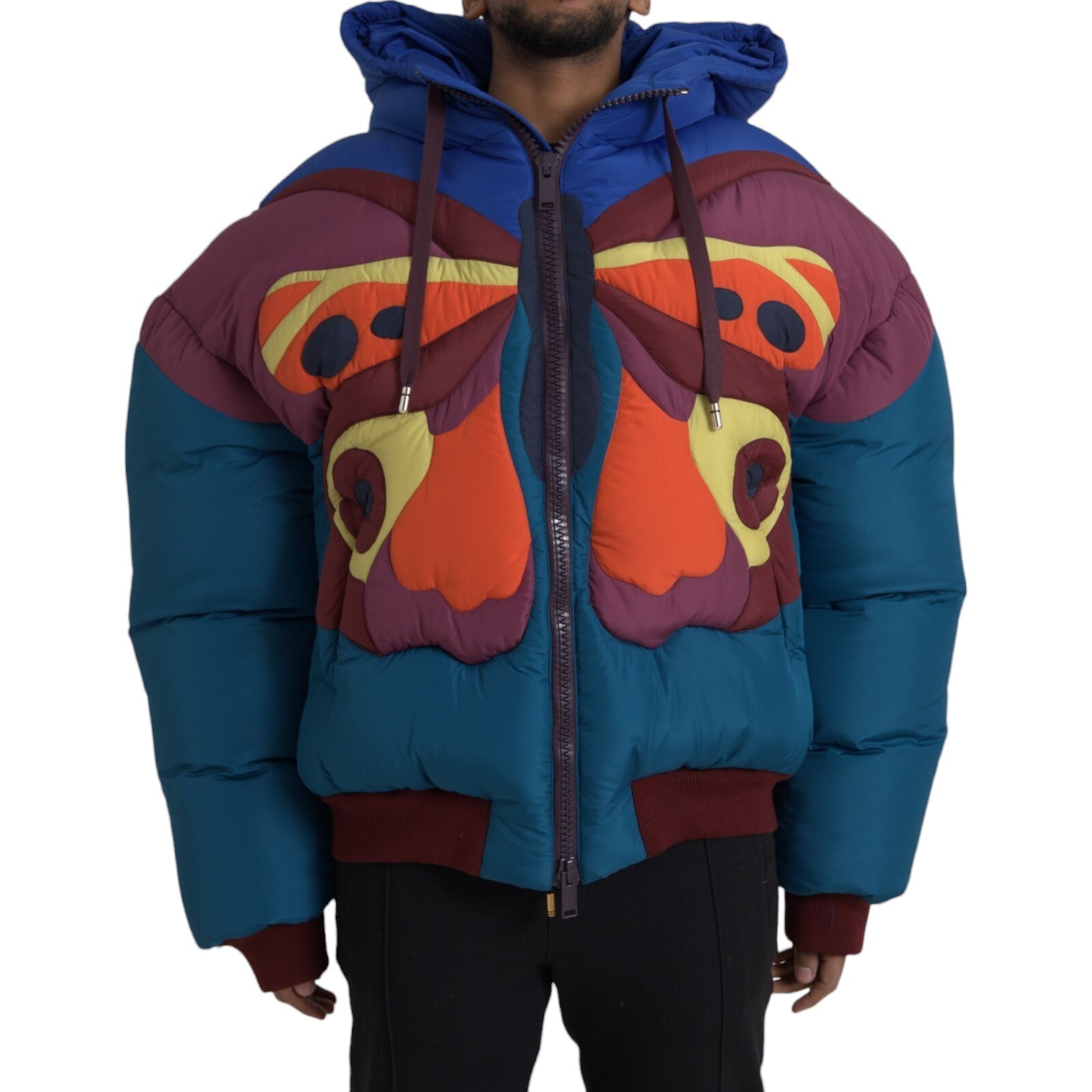 【VIP価格】DOLCE & GABBANA Multicolor Shearling Cape DOLCE & GABBANA Jacket Multicolor Butterfly Hooded Puffer