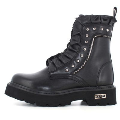 Pre-owned Cult A24us Women's Combat Boots Clw434700 Slash 4347 Mid W Leather In Black