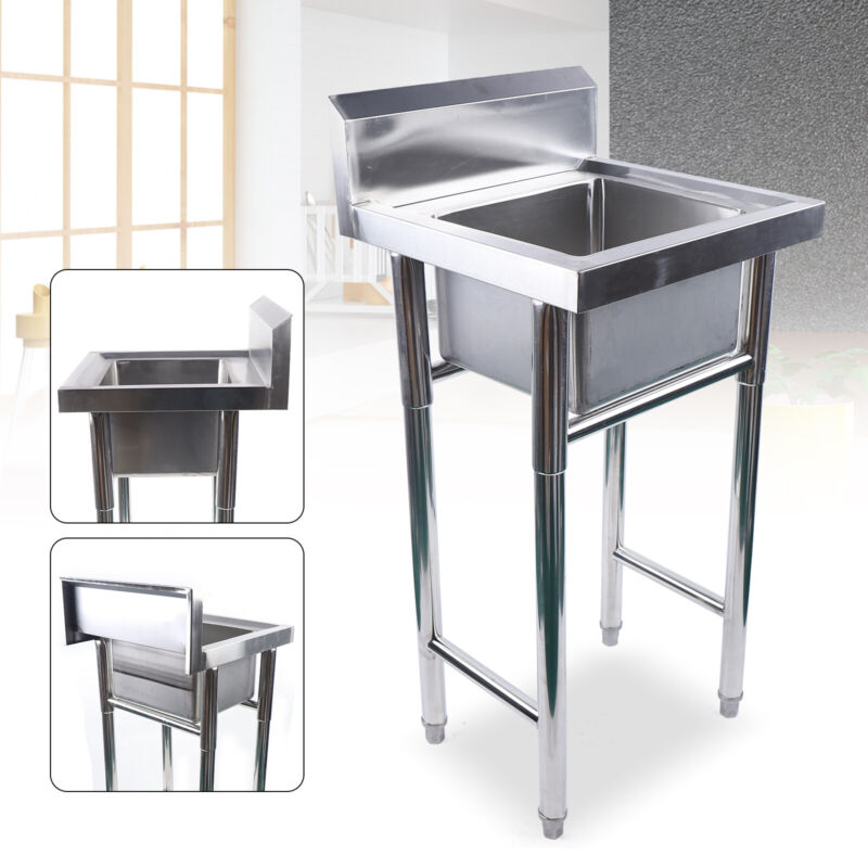 20" Free Standing Kitchen Sink for Garage Restaurant Laundry Room Outdoor