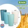 Hlukana Wheat Straw Cups Set of 8, 20 oz Unbreakable Drinking, Chip Resistant, Reusable Water Set, Large for Kitchen, Camping, BPA Free Cups, Dishwasher and Microwave Safe Tumbler