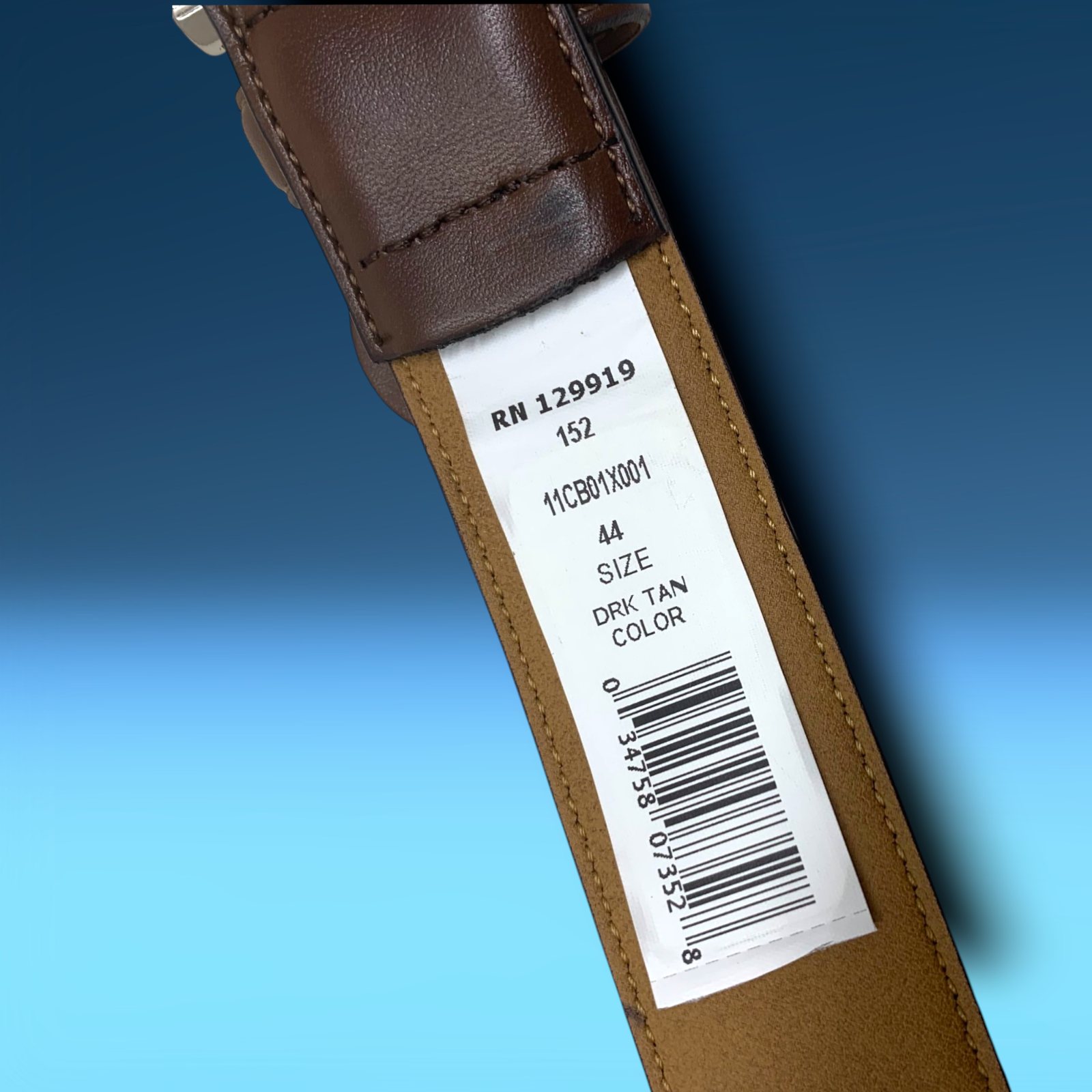 、 Vintage NEW Y2K Men's Sz 44 Brown Vegan Leather Dress Belt
