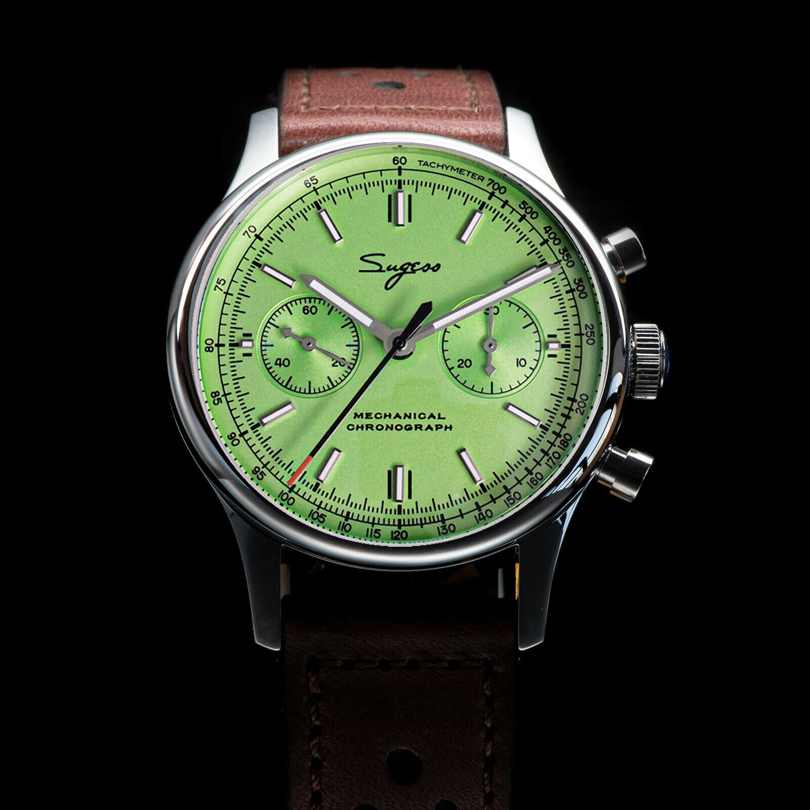 SUGESS SUGESS SWAN NECK X EXHIBITION CASE BACK CHRONO MENS WATCH SEAGULL 1963 SUCHP002Z