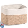 ICERZCZ Woven Cotton Rope Storage Basket for Organizing, Cute Decorative Baskets for Gifts Empty, Organizer Bins for Dog Toy, Baby Laundry, 15“×11”×9.5“, Off White and Brown