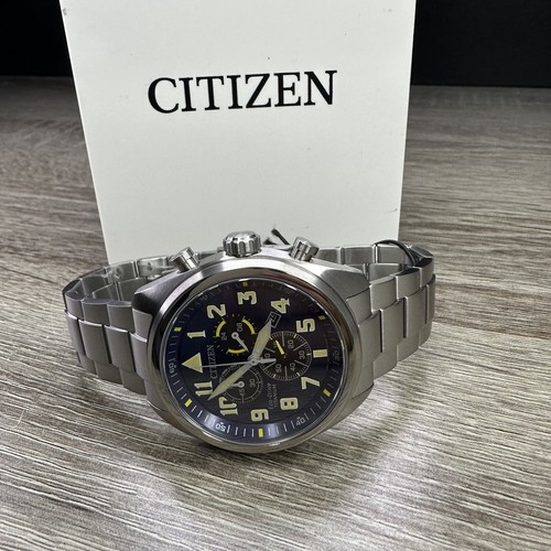 Pre-owned Citizen New✅titanium✅  Eco-drive Garrison Blue Number Dial Men's Watch At2480-57l