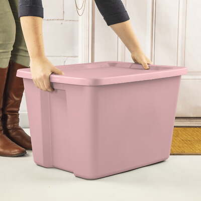 18 Gallon Tote Box Plastic, Blush Pink BPA-Free And Phthalate-Free NEW