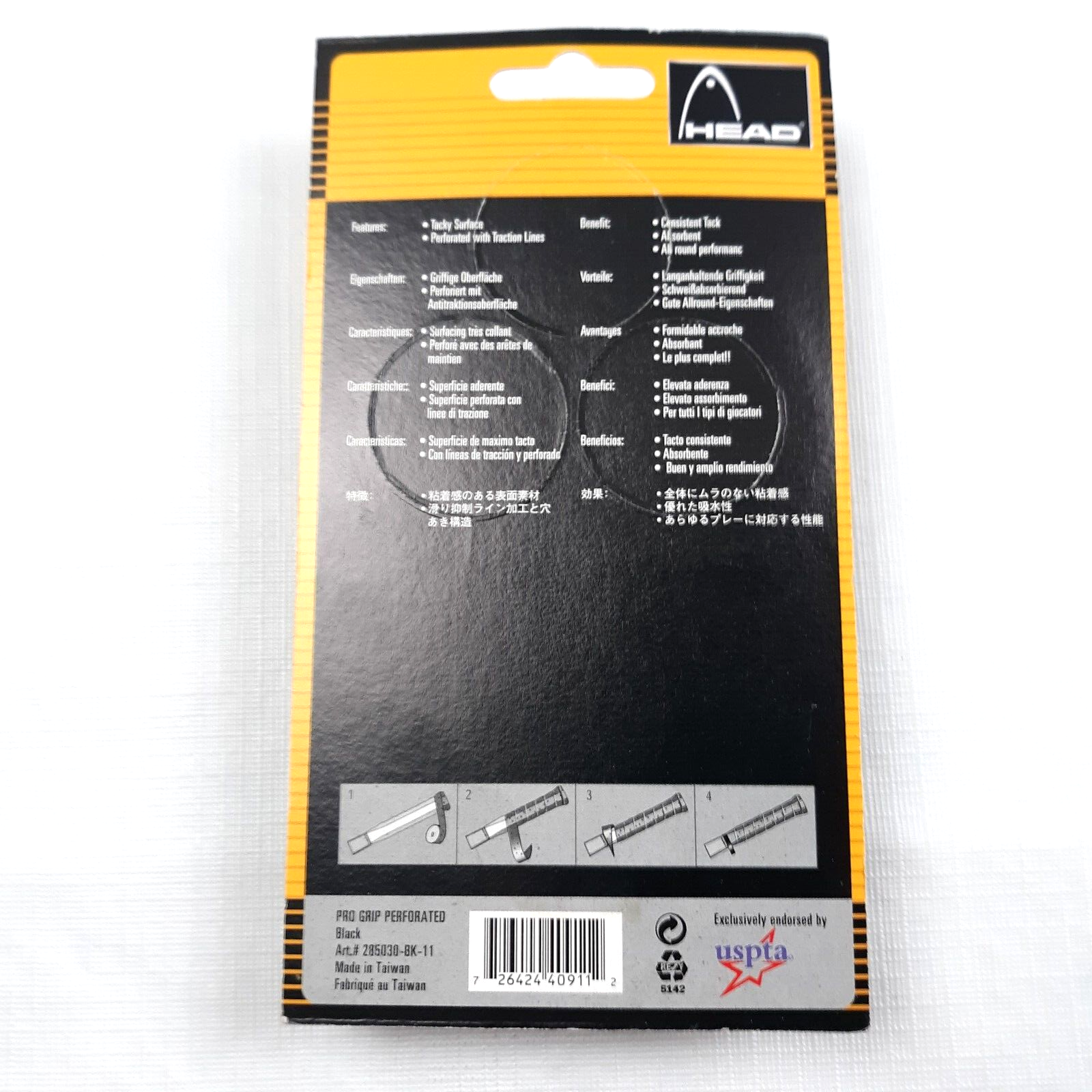 Tennis Racquet Fishing Rod Pickle Ball Over Wrap Grip Tape  HEAD  Black 3 Per Pk