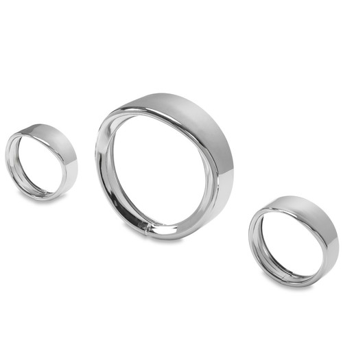 7'' Headlight+4.5" Fog Light Visor Trim Ring Bezel Cover For Harley Road King