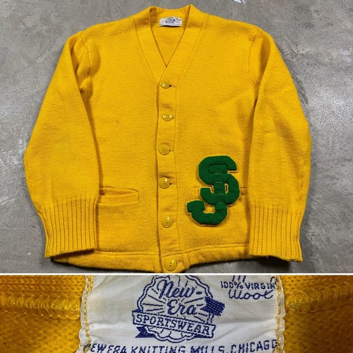 50s VTG NEW ERA KNITTING MILLS Letterman Cardigan Sweater XS