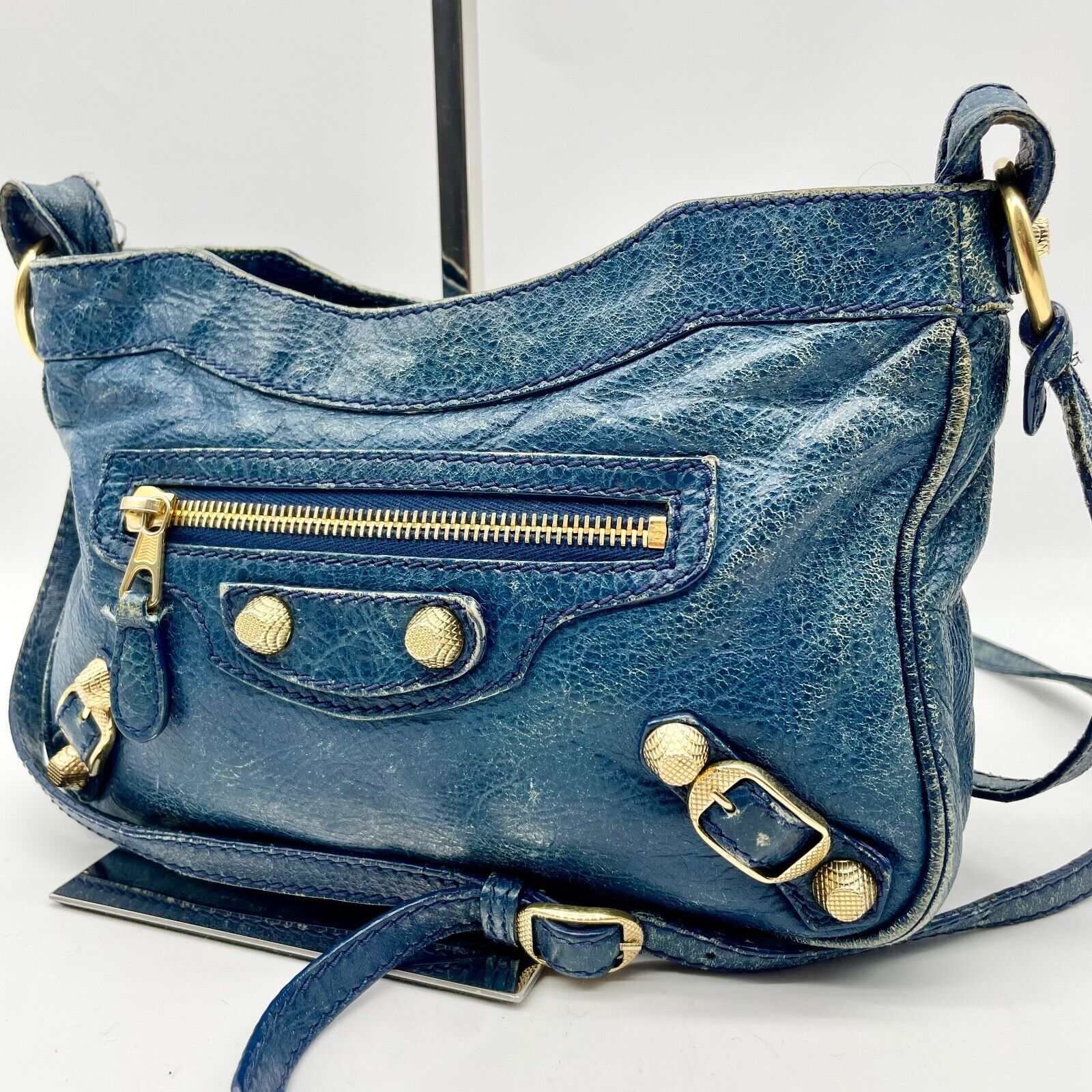 Balenciaga Shoulder Bag Giant Hip Blue Leather 237203 Y2K Balenciaga Shoulder Bag Giant Hip Blue Leather 237203 Y2K