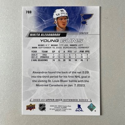 2022 Upper Deck Extended #708 Nikita Alexandrov RC Young Guns