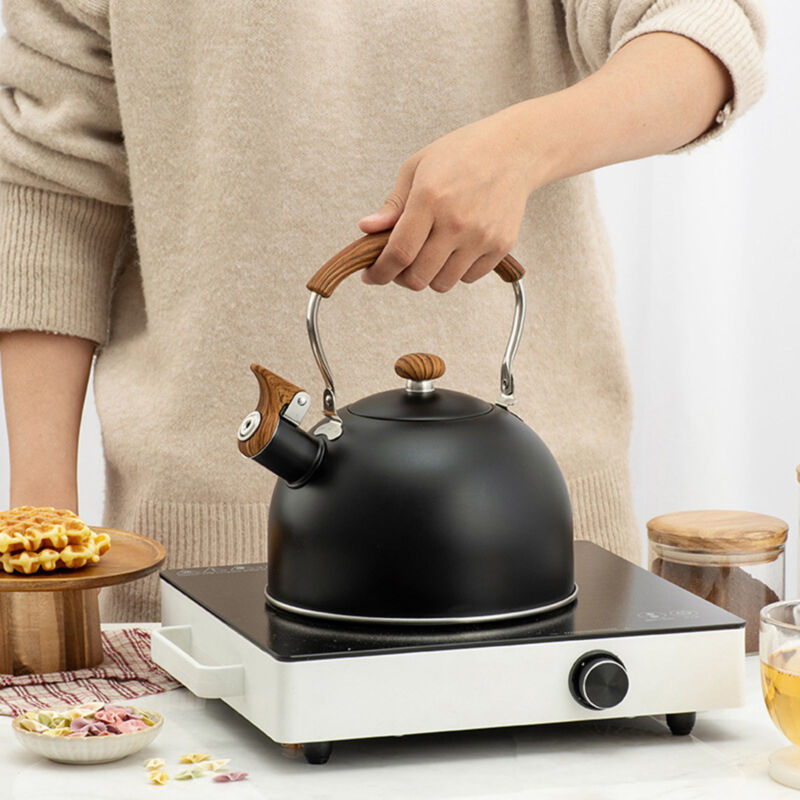 1PCS 2.5L Whistle Boiling Kettle with Wood Grain Anti Scald Handle