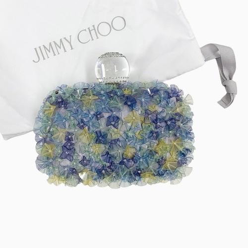 Jimmy Choo Сloud Transparent Flowers Lavender Clutch Bag In