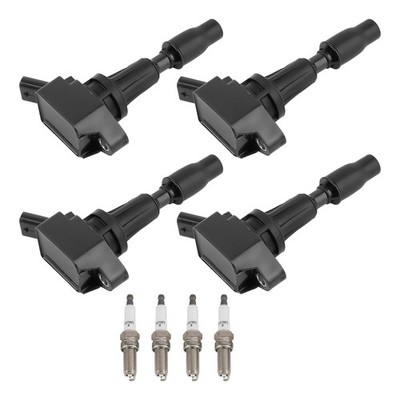 Ignition Coil Pack & Iridium Spark Plug Set of 4 For Kia Hyundai Sorento Optima