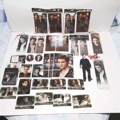 Twilight New Moon Eclipse Collectables Lot Neca Figure Book Marks Cards Band-Aid