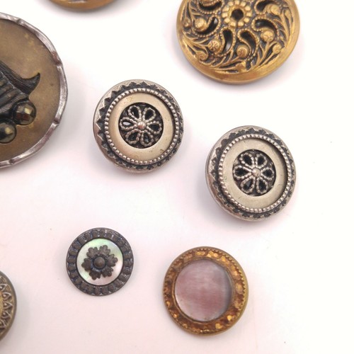 Mixed Lot of 11 Vintage Metal Buttons - Round Textured Pairs
