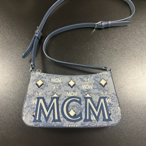 100% Authentic MCM denim logo Shoulder crossbody Bag Vintage