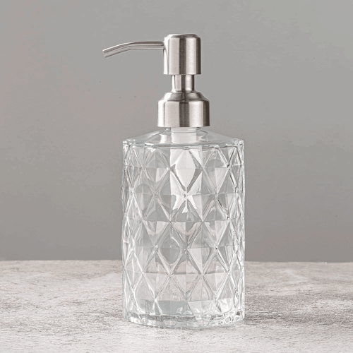 Dispenser For Bathroom Kitchen 12 Oz Crystal Design With Silver