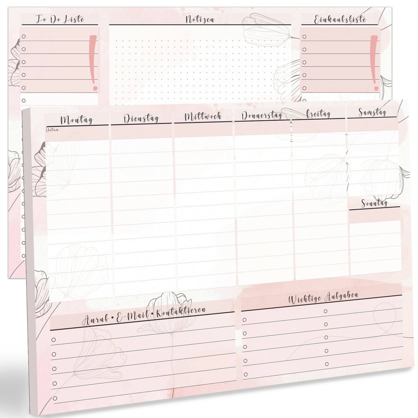 Wochenplaner Block DIN A4 ohne festes Datum |50 Blatt To Do Liste & Terminplaner
