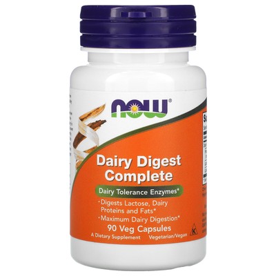 Now Foods Dairy Digest Complete 90 растительных капсул с гарантией качества GMP, веганский,