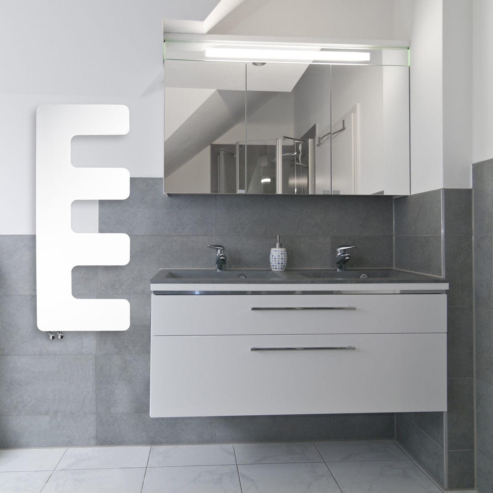 Designer E Type Designer Heated Towel Rail Radiator White 360mm